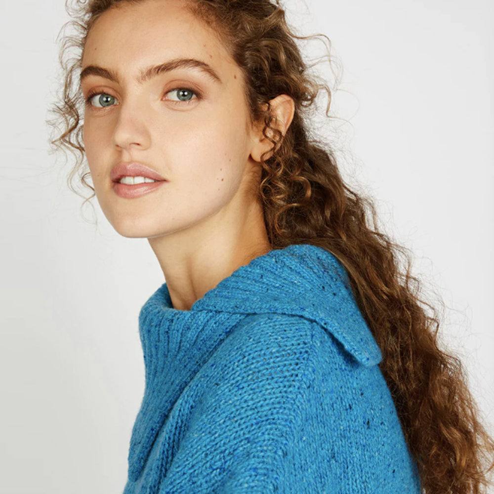 Blue Wilde Funnell Neck Sweater from Ireland's Eye Knitwear