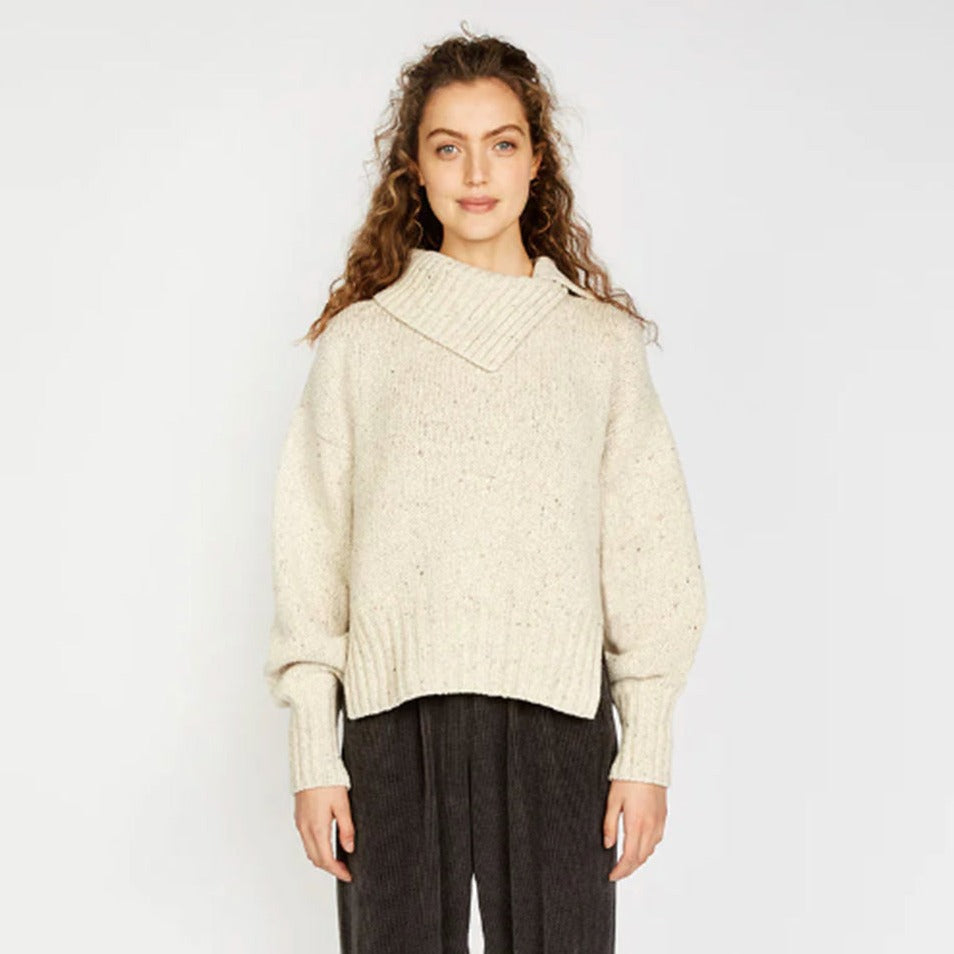Ireland's Eye Wilde Funnel Neck Sweater in Chalk