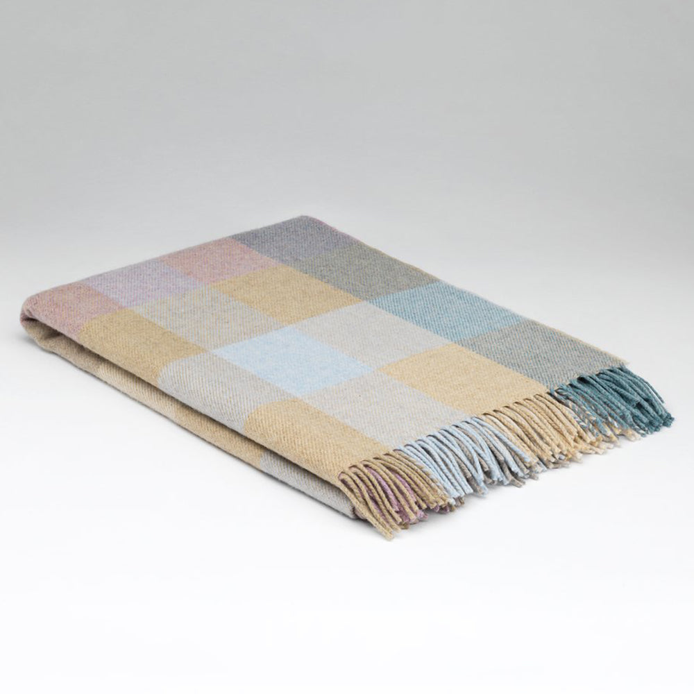 irish lambswool blankets in coastal check