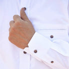 White cotton grandfather shirt detail from Lee Valley Ireland