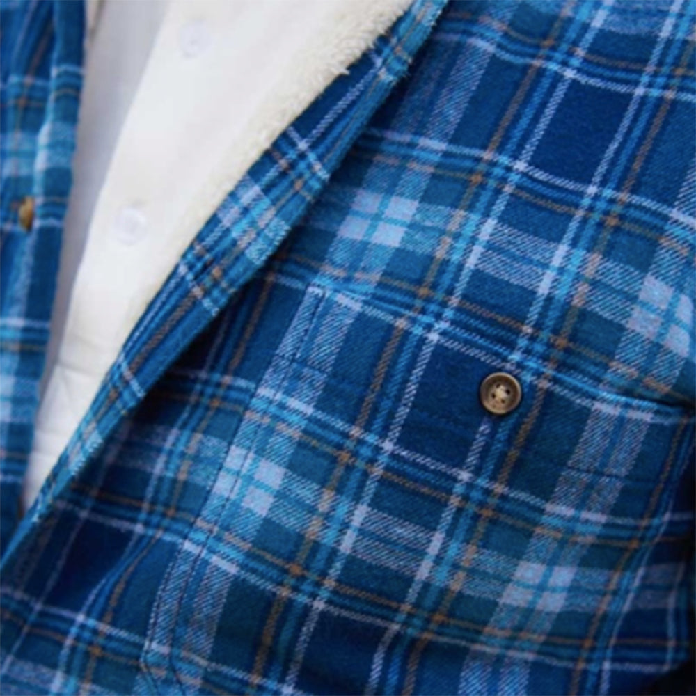 fleece lined blue check shirt