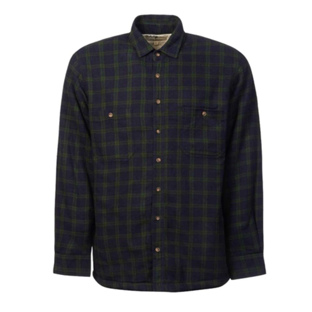 fleece lined green and navy check shirt