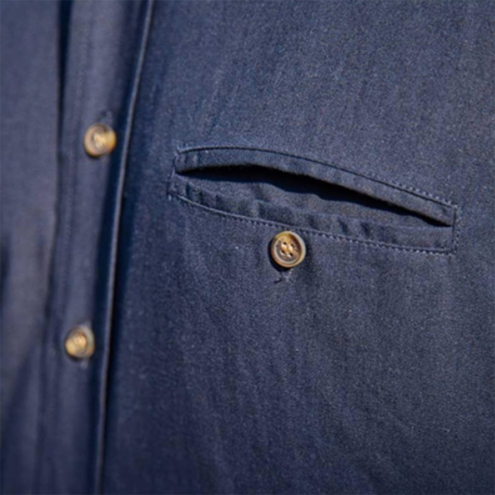 navy blue irish linen shirt 