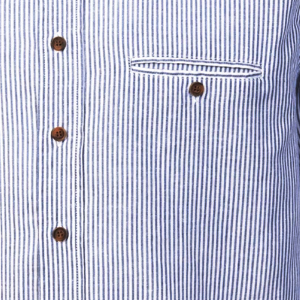 blue pinstriped irish linen shirt 