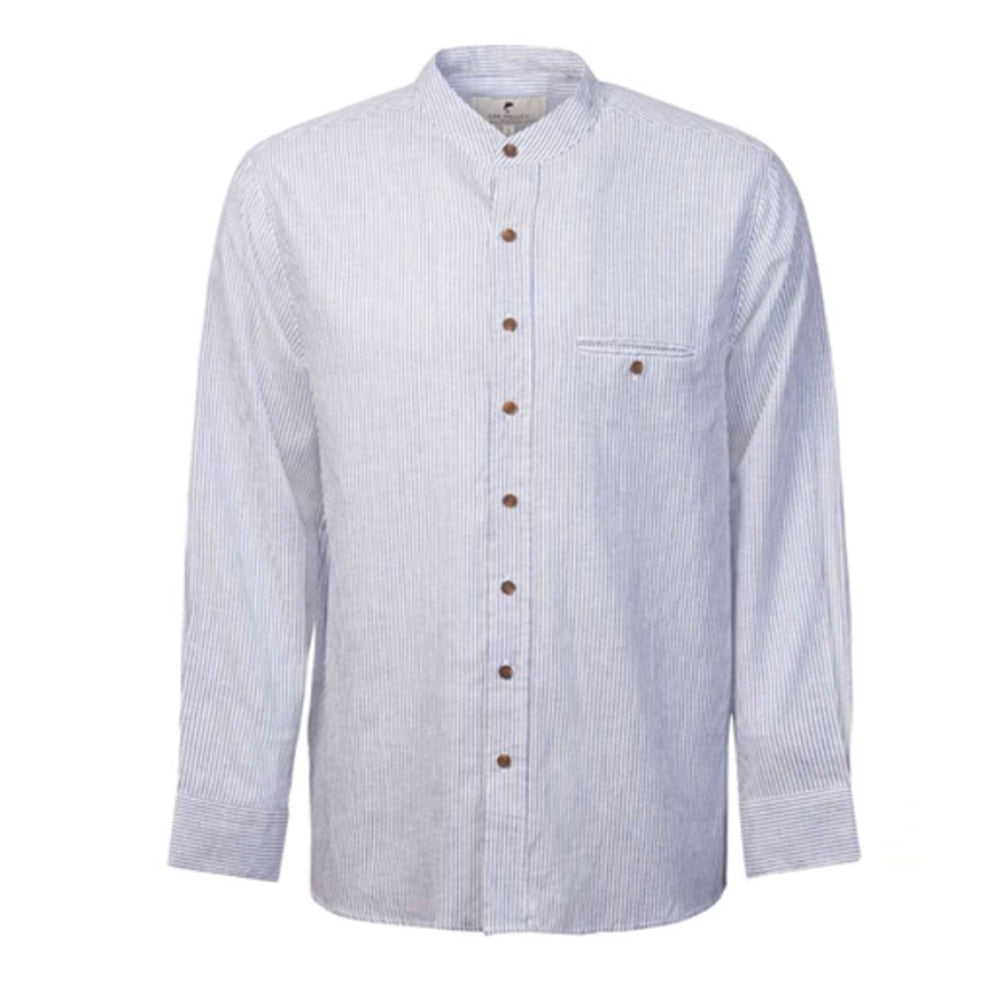 irish linen grandfather pinstripe shirt 