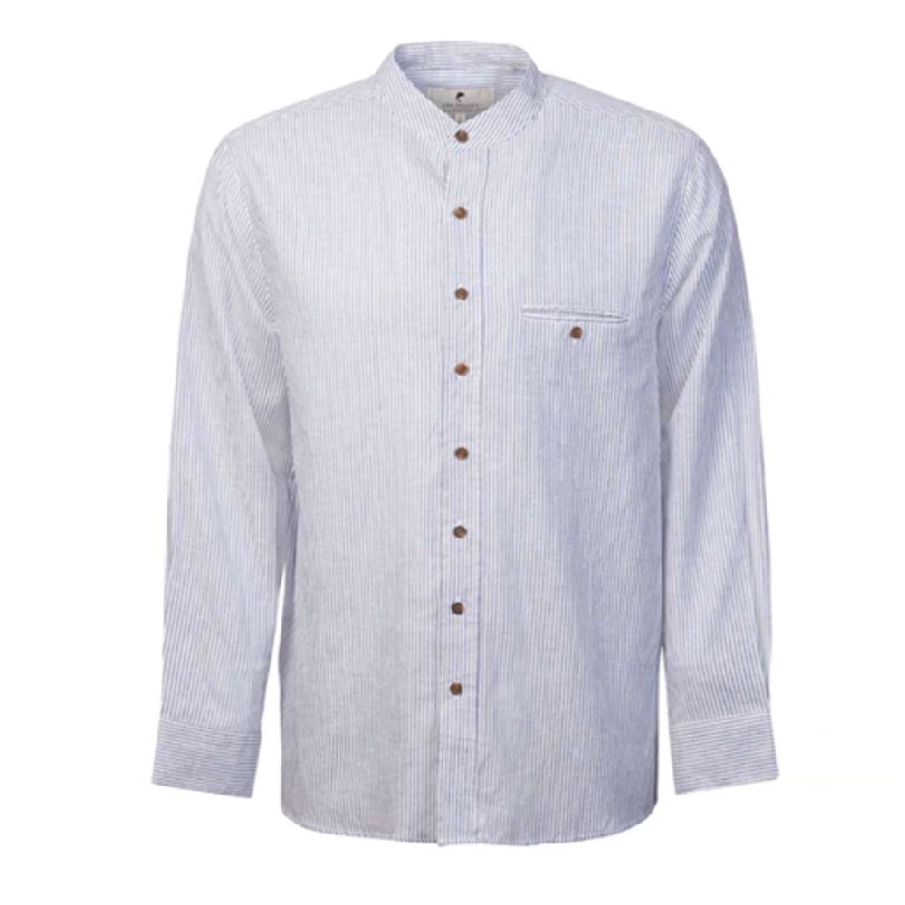 irish linen grandfather pinstripe shirt 