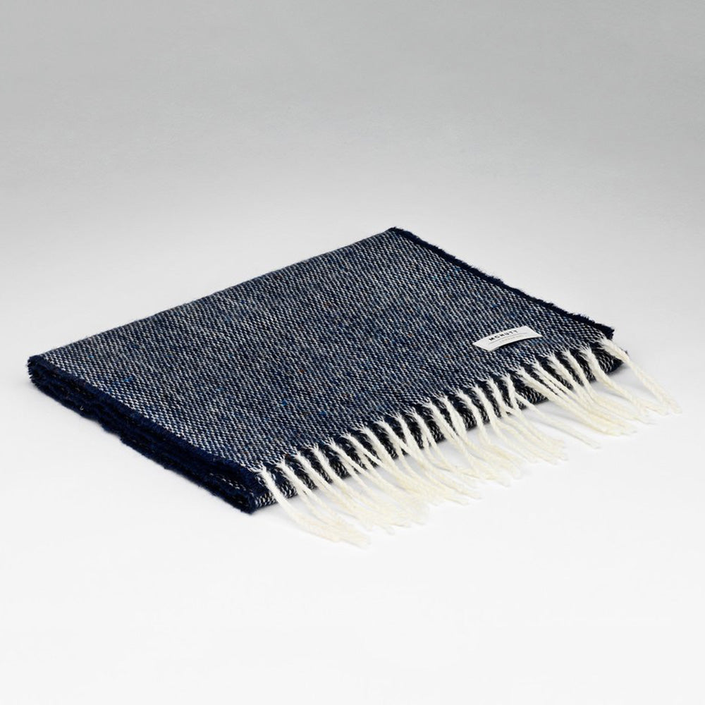 lambswool tweed scarf in navy