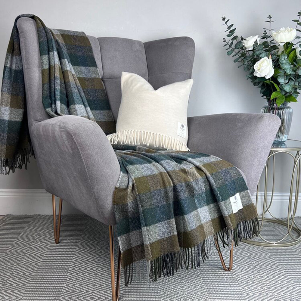 irish wool blanket in forest block