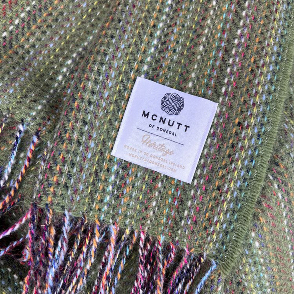 irish wool blanket in meadow green