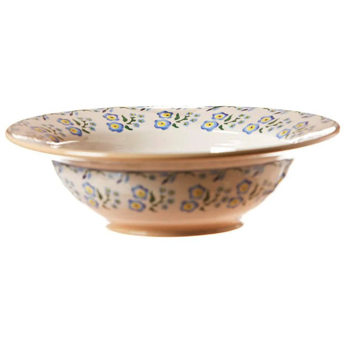 Pasta server bowl with blue floral design