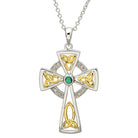 Sterling silver Celtic cross pendant with emerald