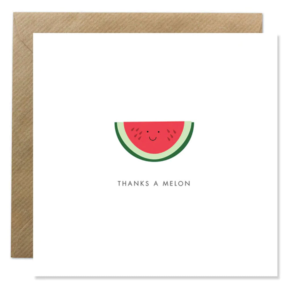 Thanks a Melon card with smiling watermelon slice.