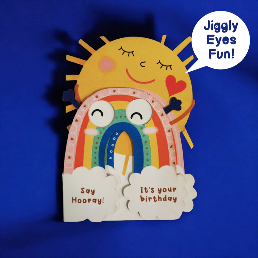 IDH_WB008_A_ALLJOY birthday card with rainbow, sun, and jiggly eyes.