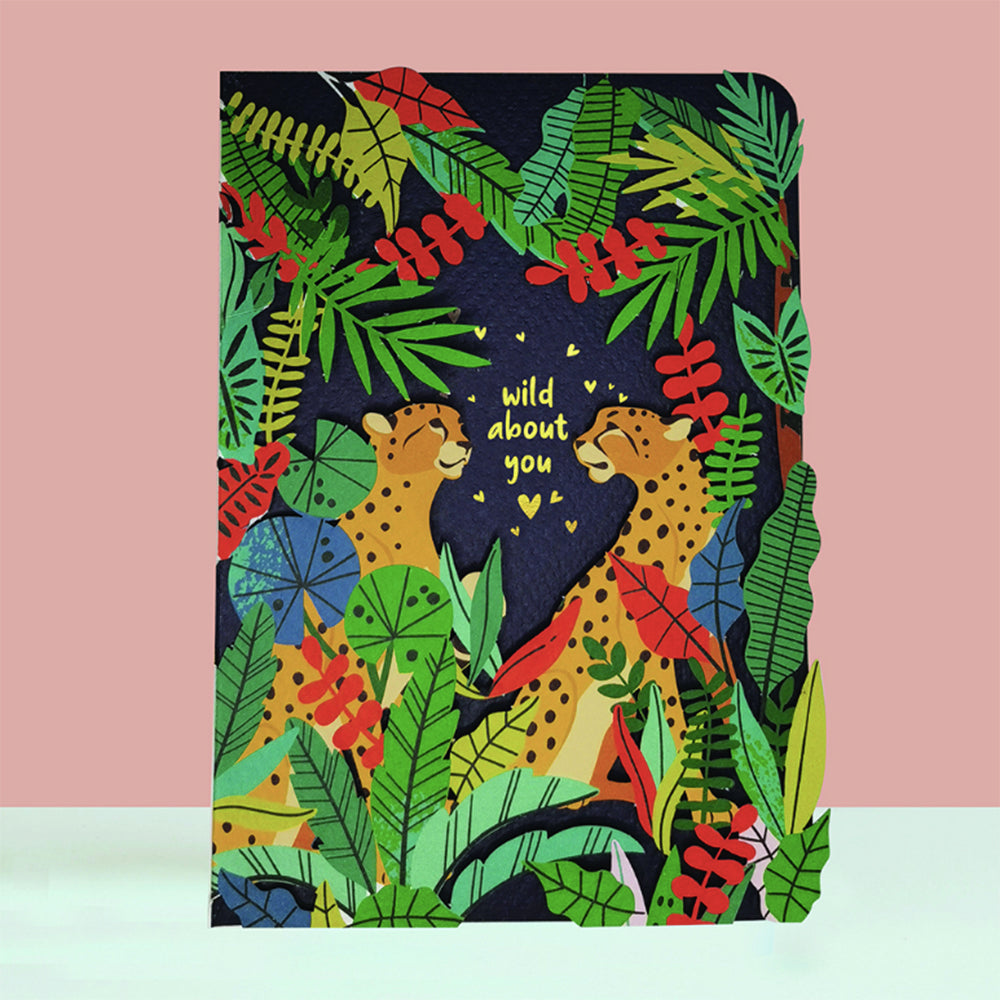 IDH Wild About You card featuring cheetahs and jungle foliage