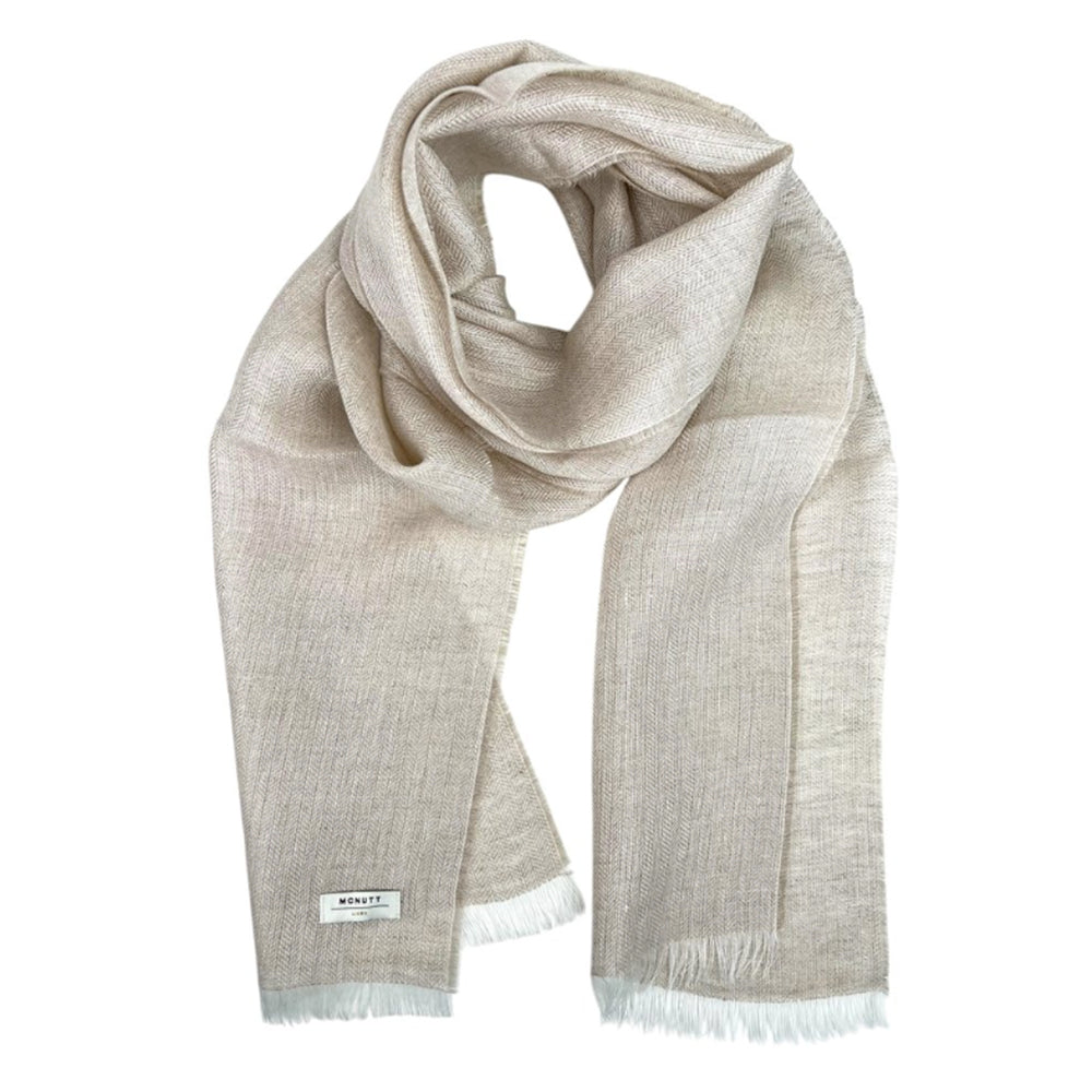 Irish Linen Scarf In Oatmeal 