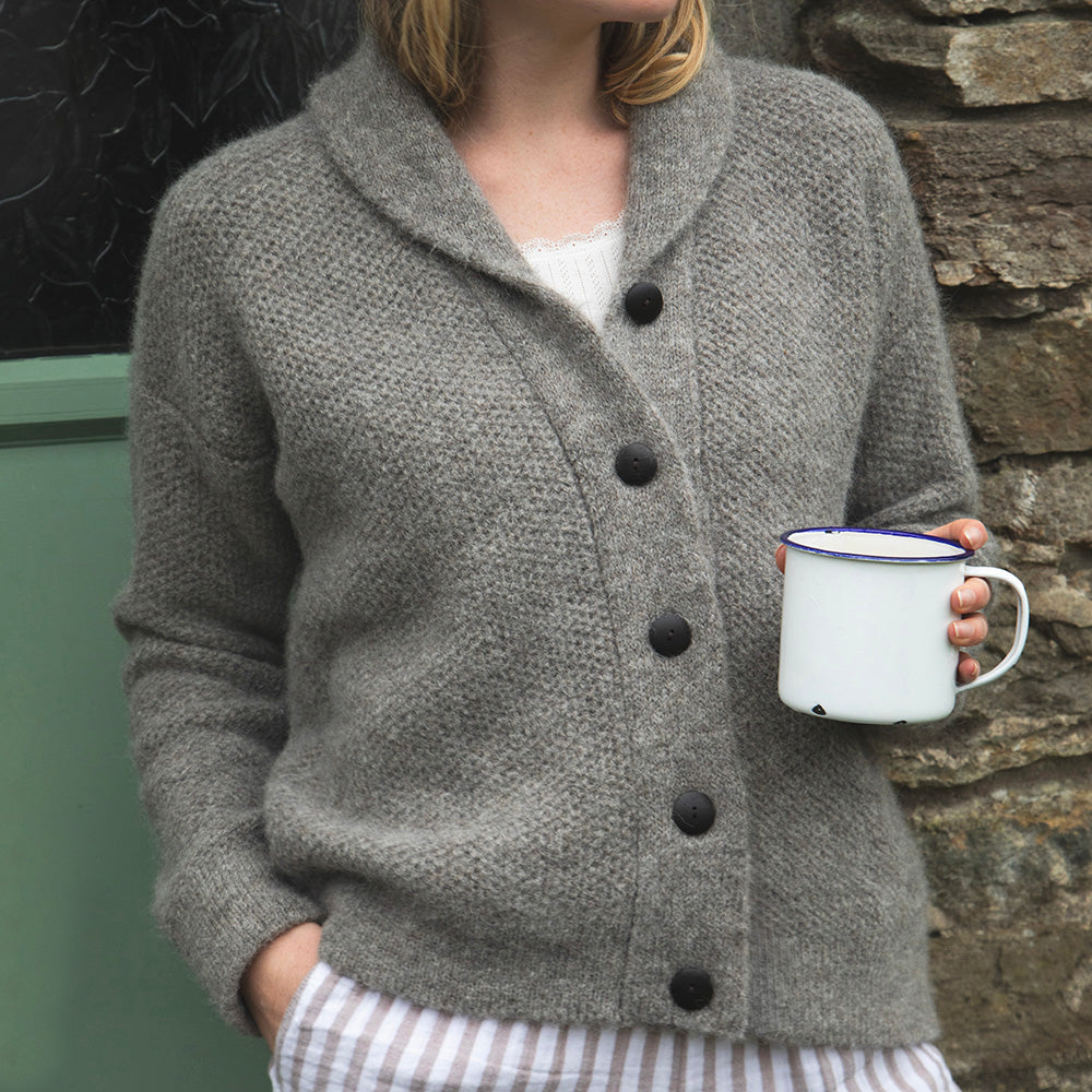 Shawl Collar Cardigan In Smoke