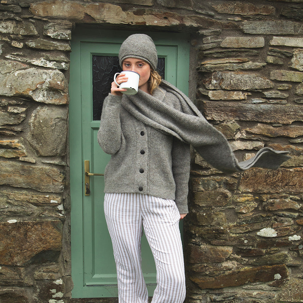 Shawl Collar Cardigan In Smoke