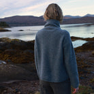 Slouchy Funnel Neck Jumper in Blue Smoke