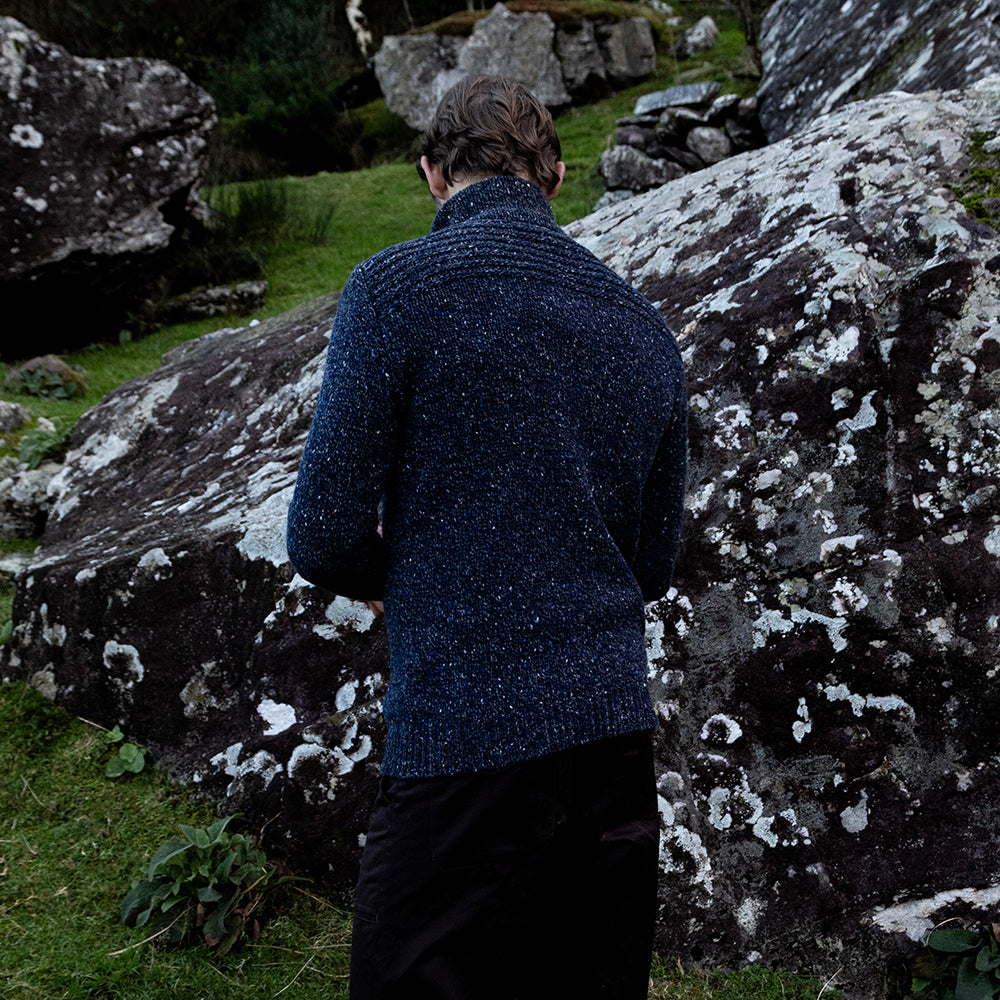 Toggle Button Collar Sweater In Navy Slate
