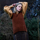 V Neck Slipover With Side Slits in Copper