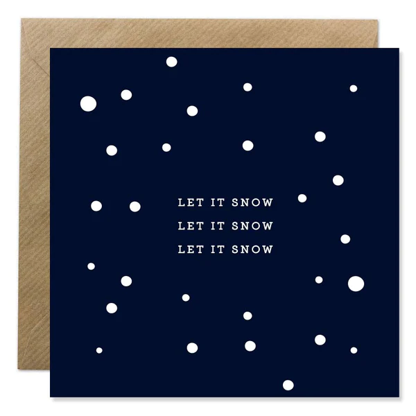 Let it snow greeting card with snowfall design.