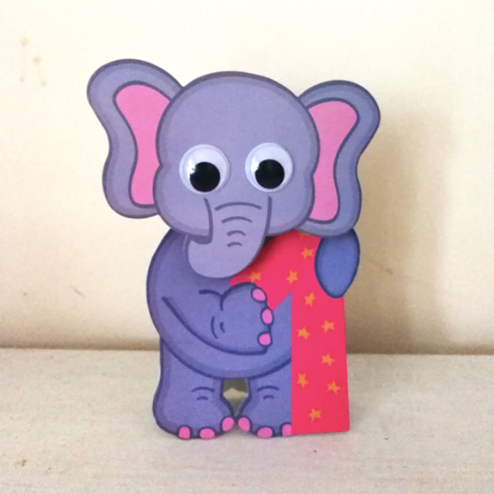 Cute elephant holding number 1