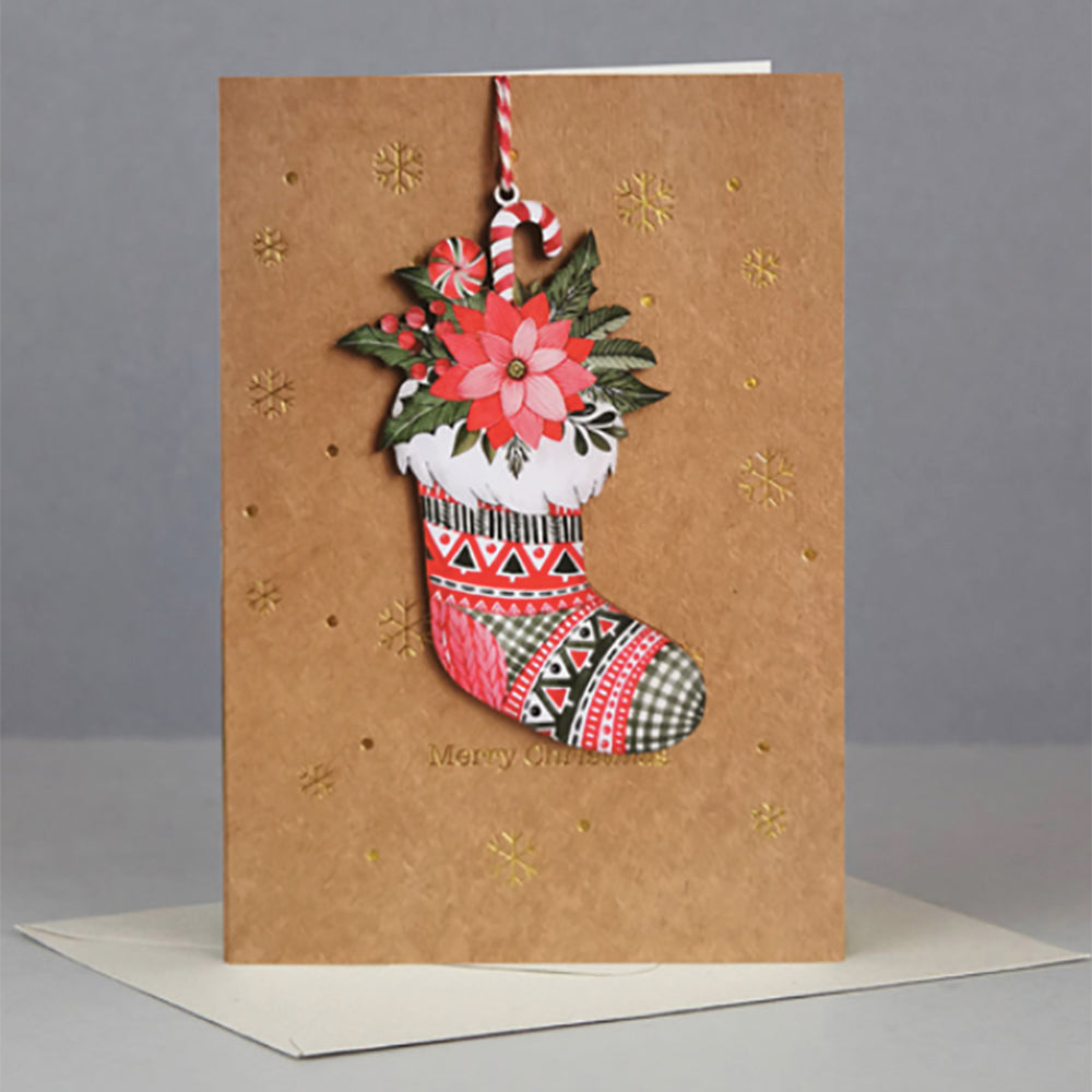 Alljoy Christmas card with stocking ornament