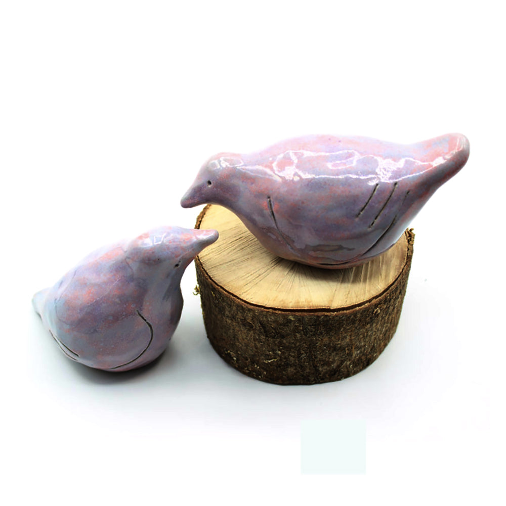 Lilac Love Birds by Anita Reynolds on wooden base