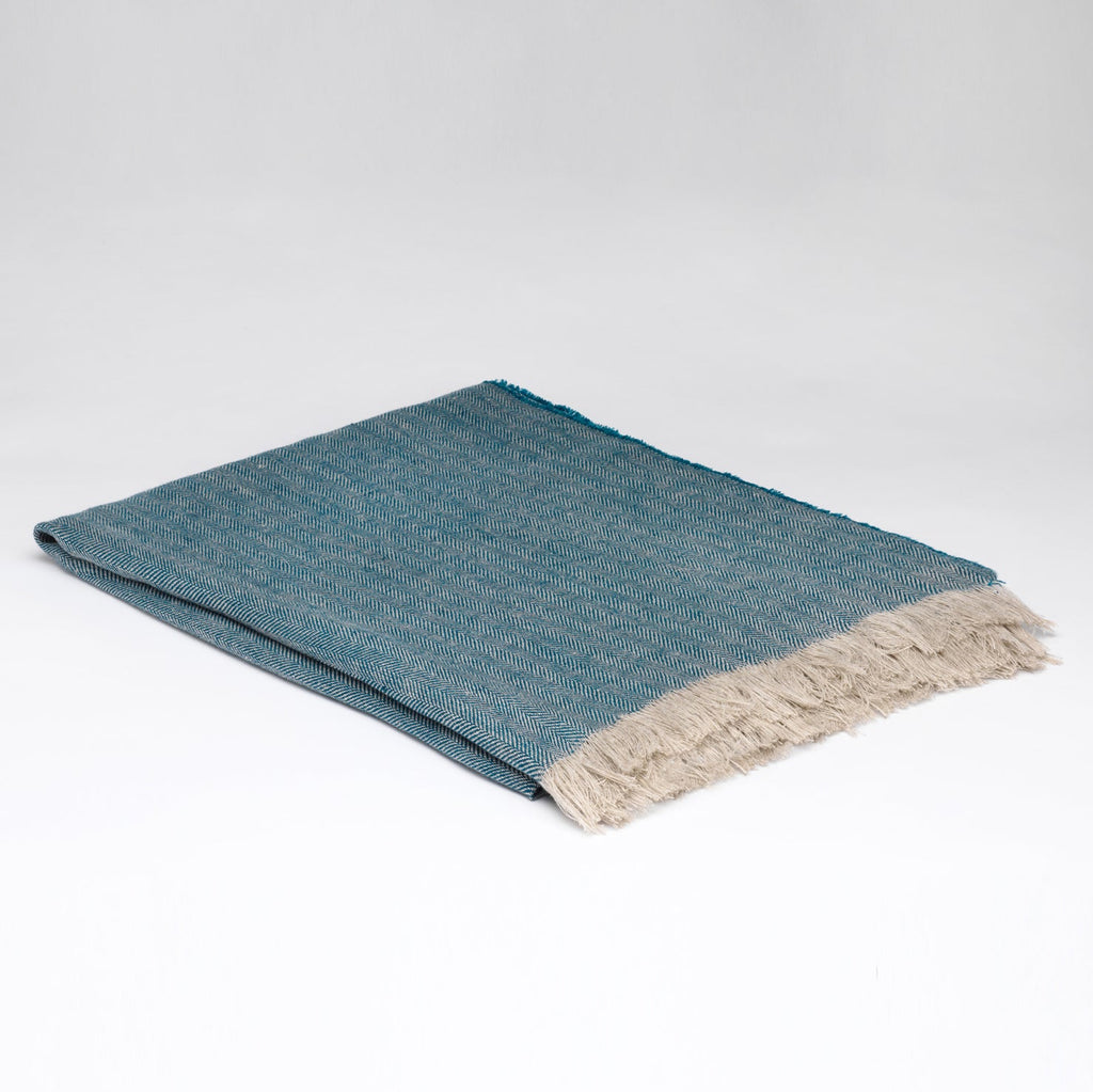 Irish Linen Throw blue