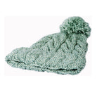 Aqua cable knit hat with pompom