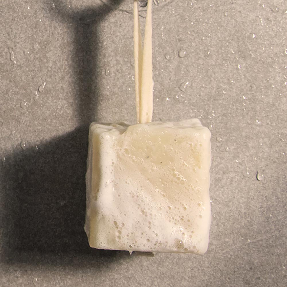 Dalkey Handmade Green Shampoo Bar in shower
