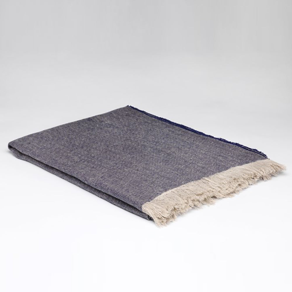 irish linen blanket in denim