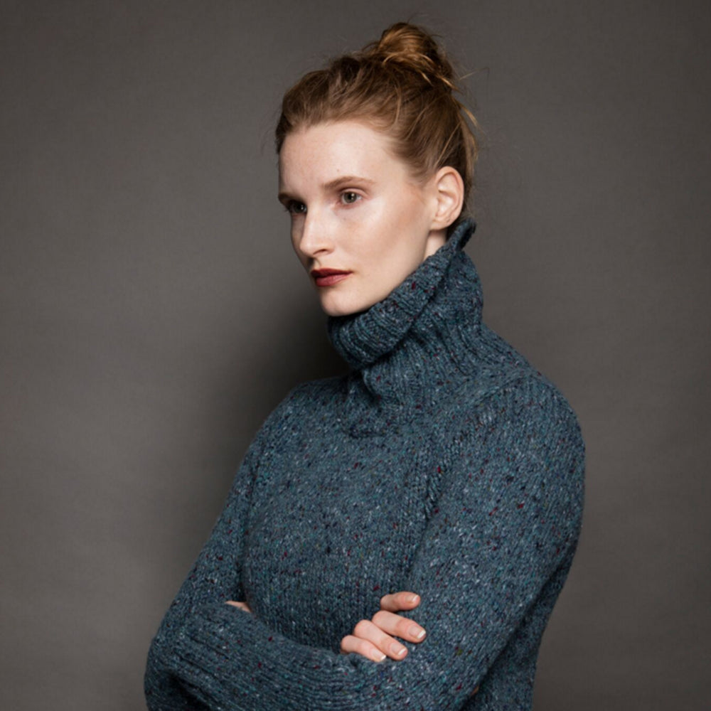 Ladies Irish Knit Wool Sweater - Turtle Neck