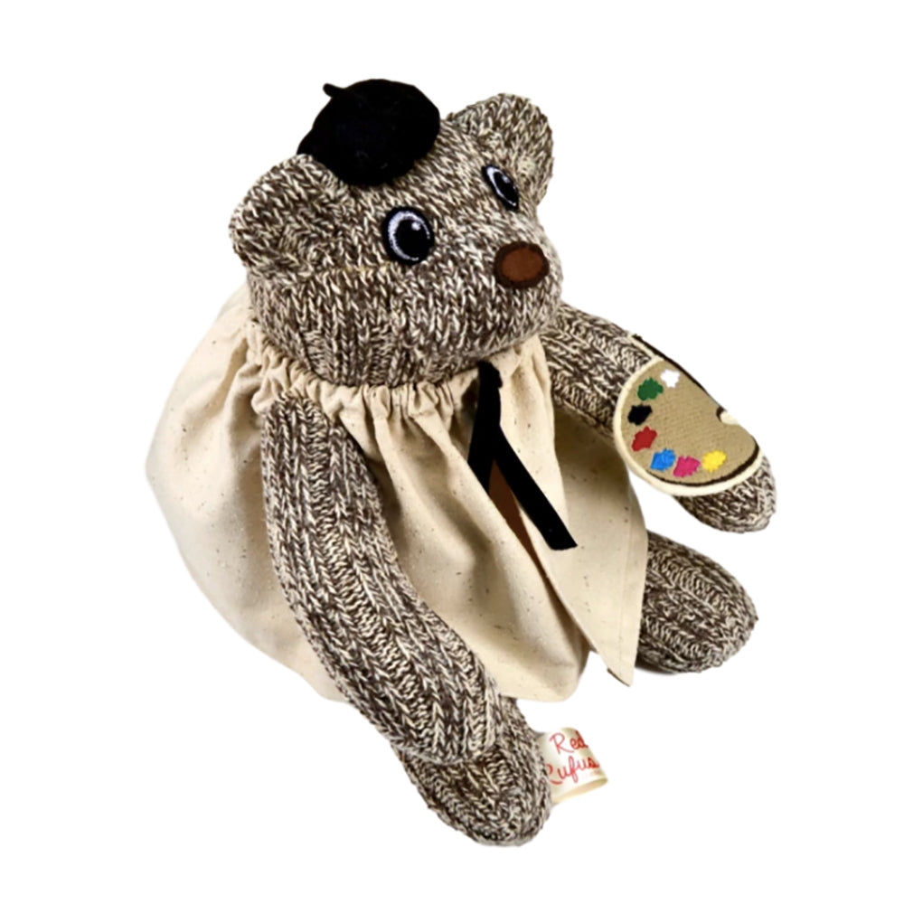 Artist Bear plush toy with beret and painter's palette