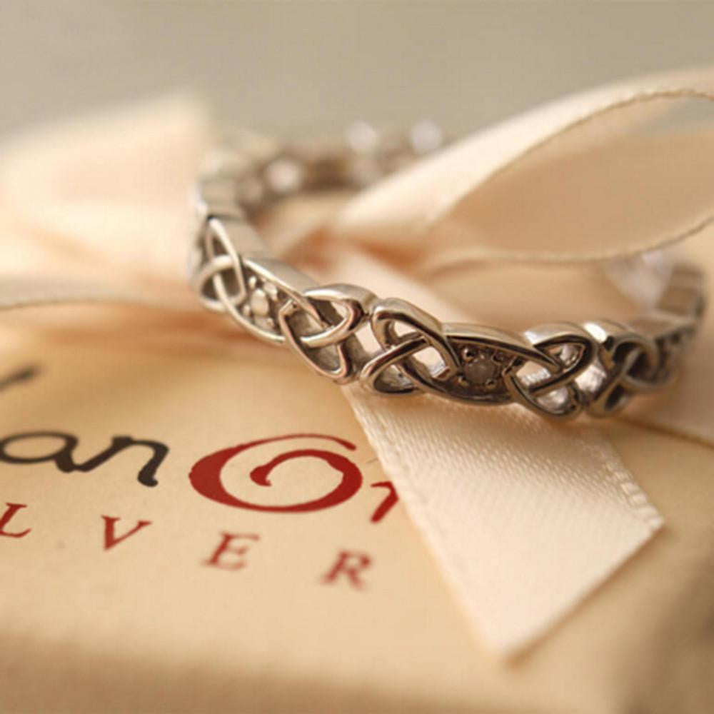 Diamond Ring With Celtic Trinity Knot Detail 9.0