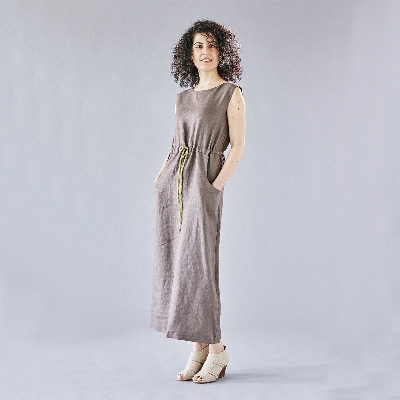 Maxi-Length Drawstring Linen Dress – Irish Design House