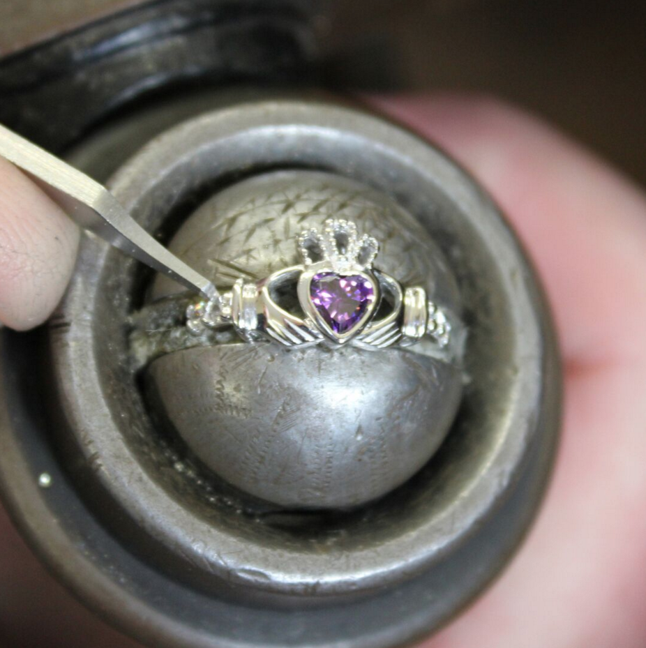 February Birthstone Claddagh Ring
