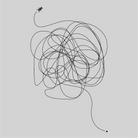 Fly tangled in line art.