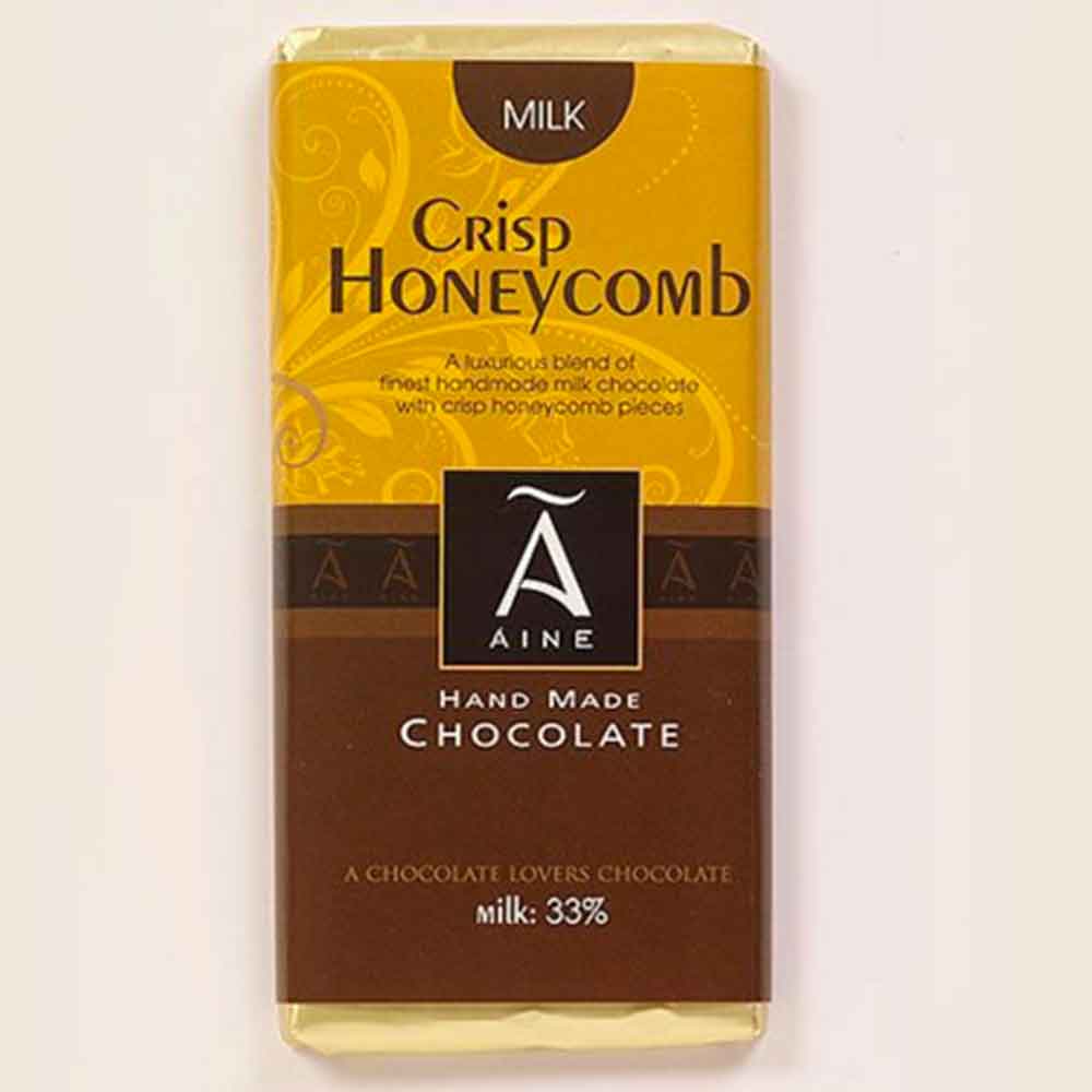 Chocolate bar with Crisp Honeycomb label.