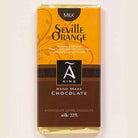 Chocolate bar with orange and brown label.