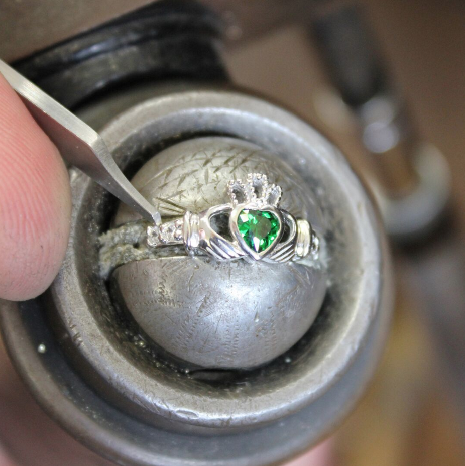 May Birthstone Claddagh Ring