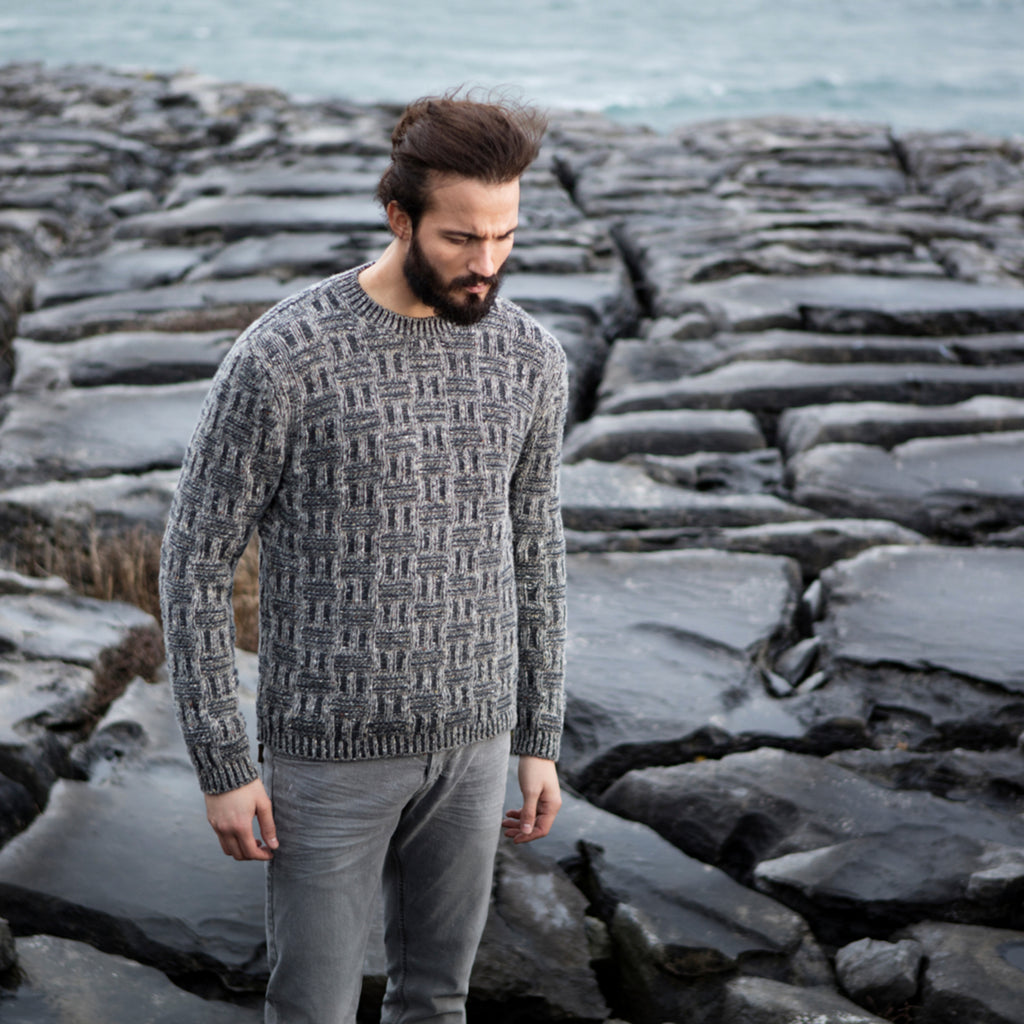 Mens Irish Knit Warm Wool Sweater 