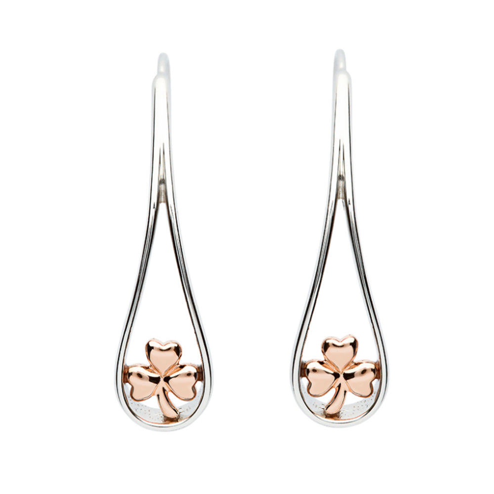 Irish Made Shamrock Sterling Silver Rose Gold Earrings Toronto