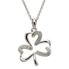 Irish Made Crystal Silver Shamrock Necklace Toronto
