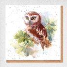 Watercolor owl on a branch