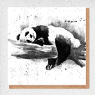 Watercolor panda sleeping on a branch
