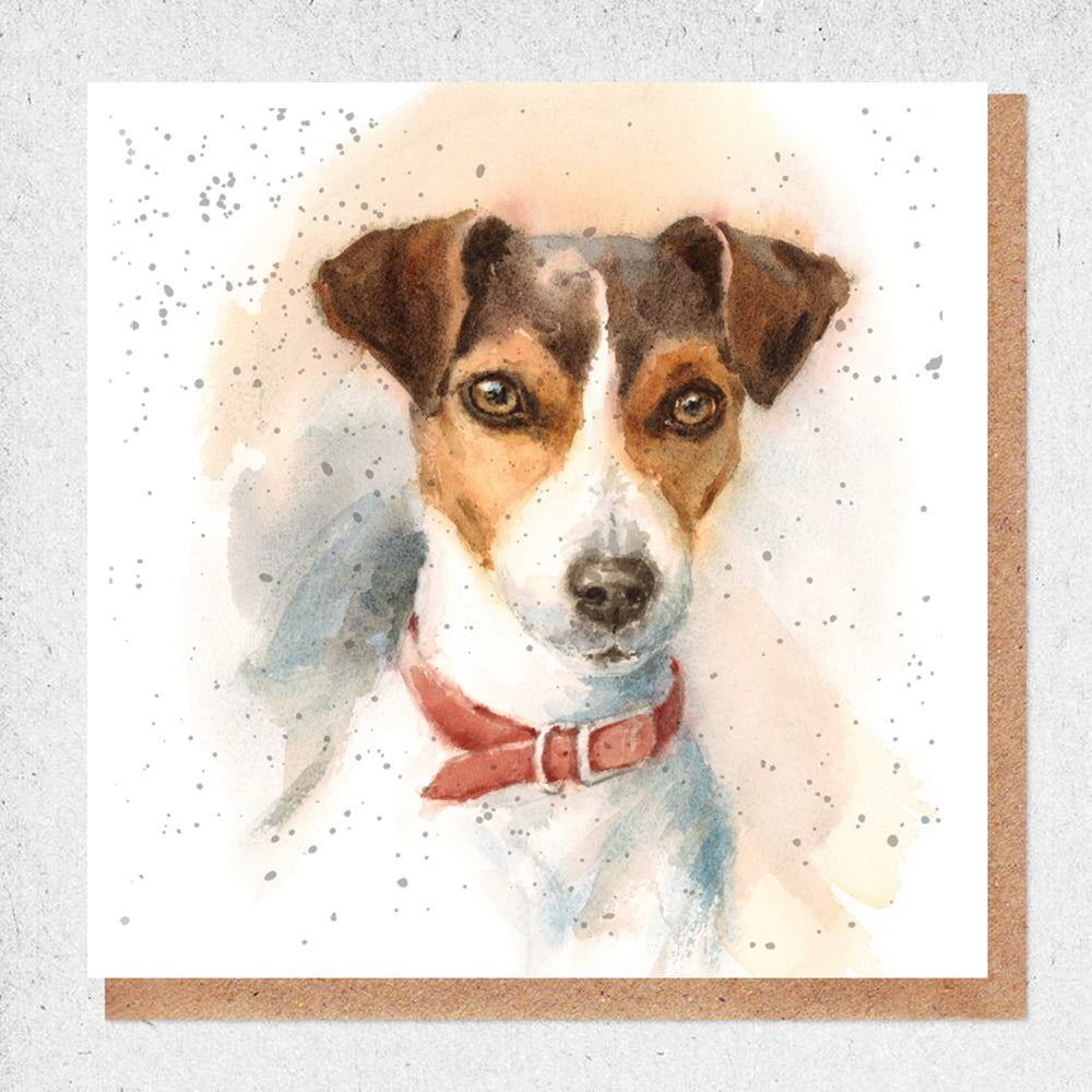 Square 8 watercolor Jack Russell terrier portrait