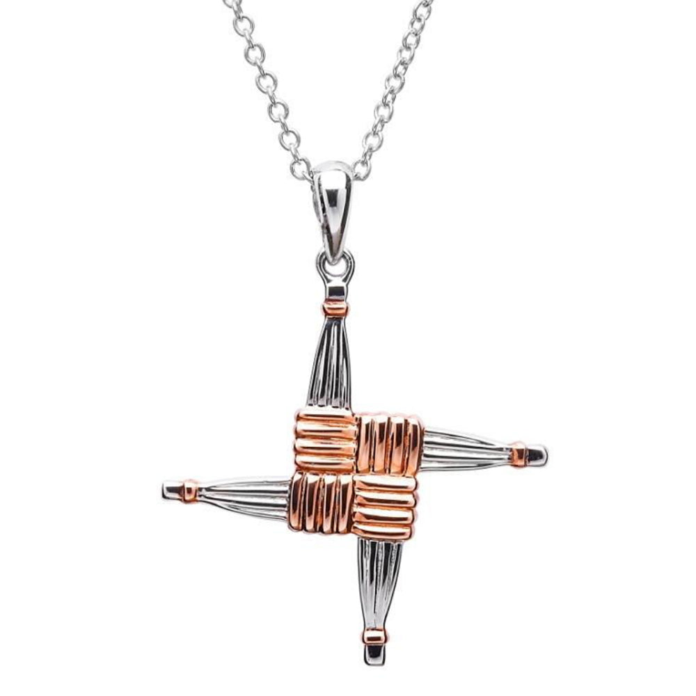 Irish Made St Brigids Cross Rose Gold Sterling Silver Necklace Toronto