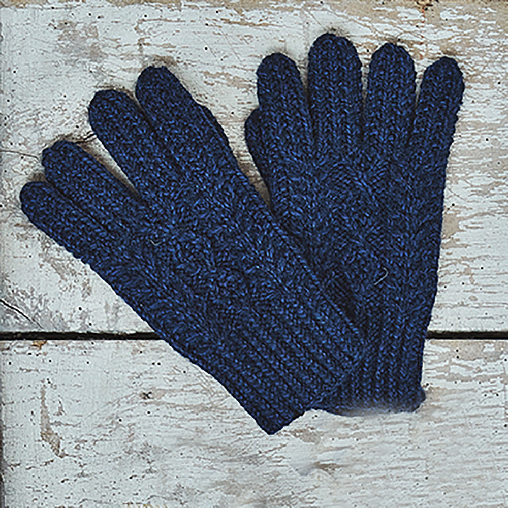 Navy blue knitted gloves