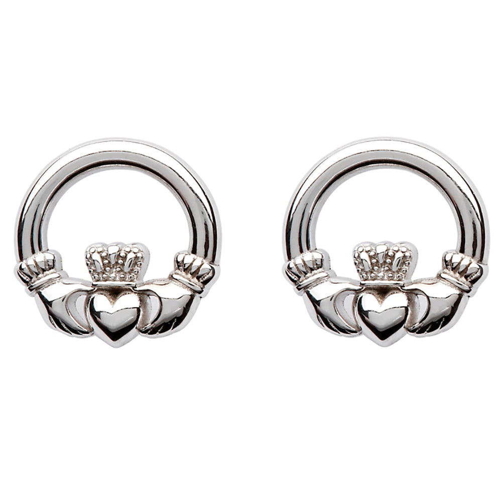 Square Claddagh earrings, sterling silver (1013)